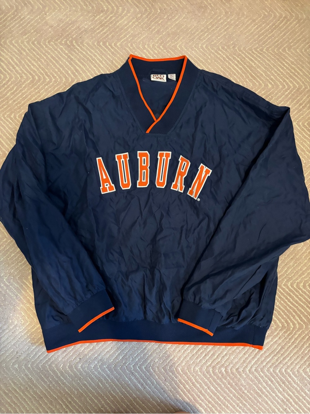 Vintage Auburn Navy Pullover Windbreaker with Orange Trim